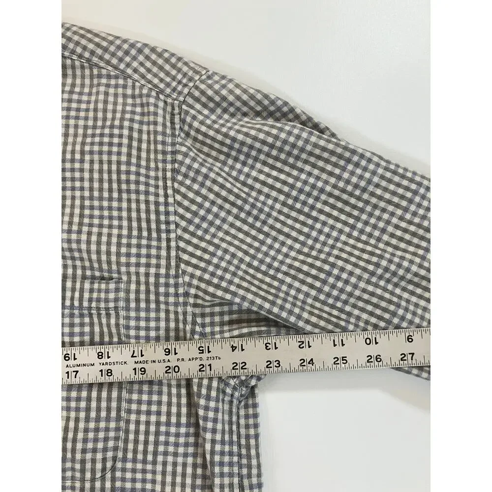 Re-Union Menswear Men’s L Plaid Button Up Shirt 100% Cotton Made Hong Kong